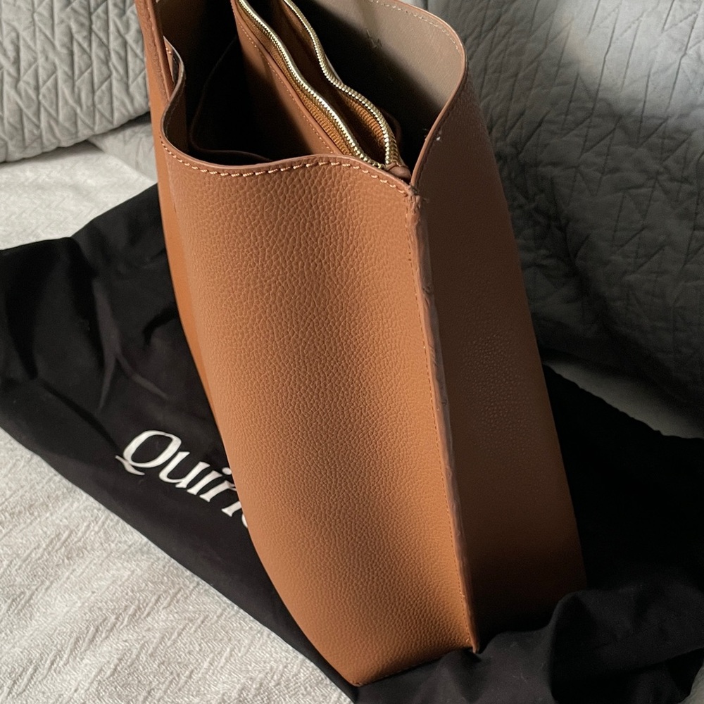 Quince Brown Pebbled Leather Tote - Picture 3 of 4